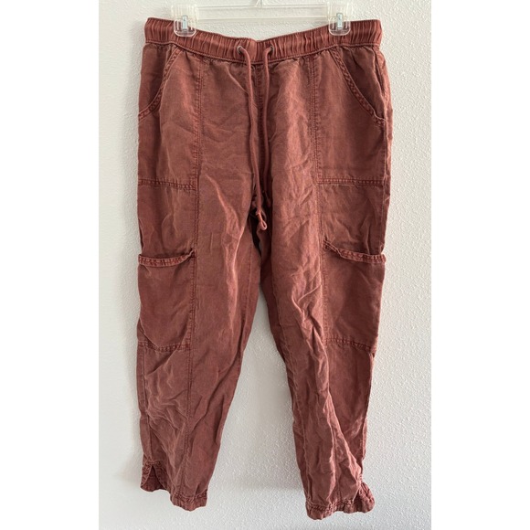C&C California Pants Size Medium Rust Linen Pull On Cargo Beachy Coastal Outdoor - Picture 1 of 8